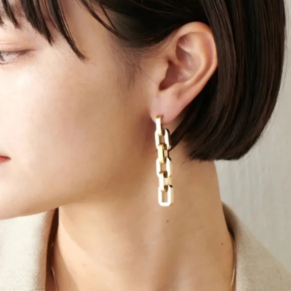 EDDIE BORGO Supra Chain Chunky Link 12K Gold Vermeil Earrings With Dust Bag - Picture 2 of 8